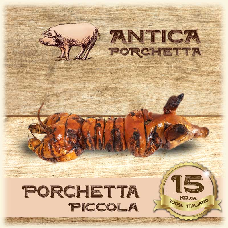 Porchetta piccola con testa da circa 22 kg