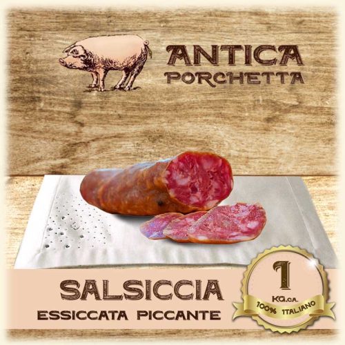 Stagionata Ariccina Piccante1 Kg. è un prodotto ricavato dalle parti pregiate del suino, con un equilibrio dosato di parti grasse e parti magre. Viene anche prodotta nella versione dolce.